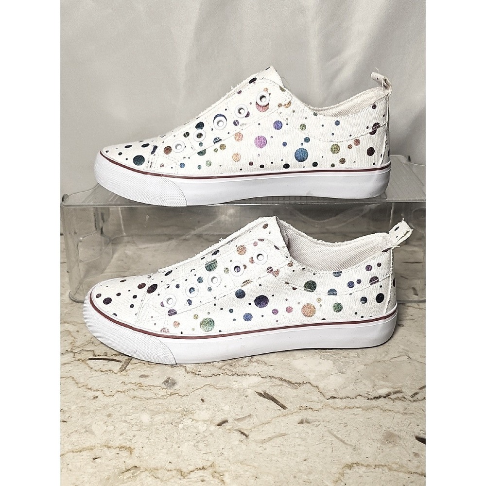 Thereabouts Shoes Girls White Slip On Laceless Polka Dot Sneakers - Picture 3 of 7